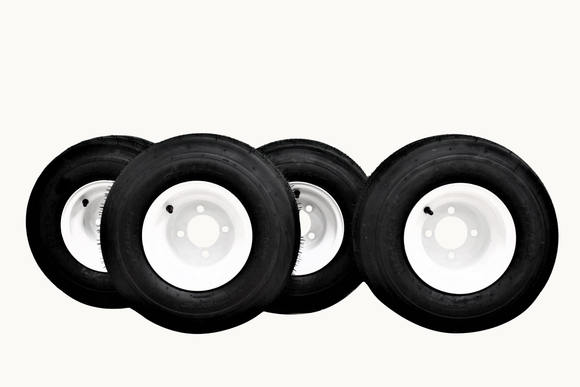 Set of Four 18x8.50-8 White Wheel Assemblies