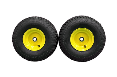 Antego 15x6.00-6 ATW-003 turf tire on yellow 6x4.5 caster wheel with 3/4-inch bearings for John Deere, product image for 4-pack listing