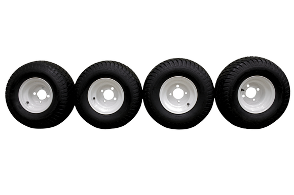 Antego 18x9.50-8 ATW-003 rear mower assembly on white wheel replacing Toro 110-6883, product view for 4-pack listing