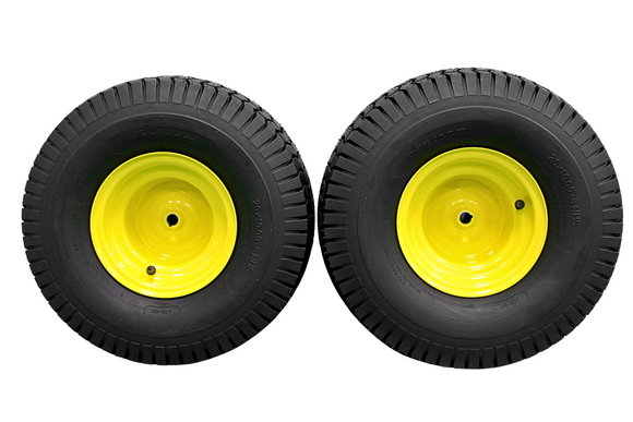 20x10.00-8 Tires with 8x7 John Deere Yellow Wheels 2 Ply for Lawn & Garden Mower Turf Tires (Set of 2)