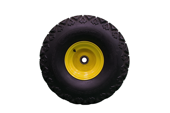 Antego 22.5x10-8 Gator-compatible front tire and yellow 8x7 wheel assembly, product image for single-item listing