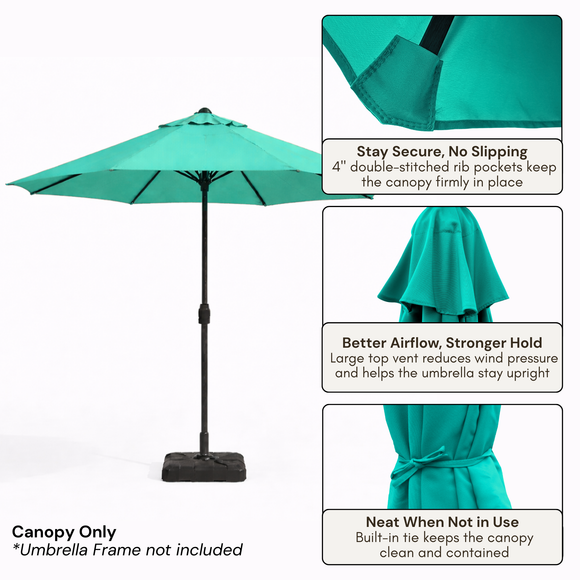 9ft Market Patio Umbrella 8 Rib Replacement Canopy Turquoise Olefin
