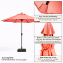 9ft Market Patio Umbrella 8 Rib Replacement Canopy Peach Coral-4