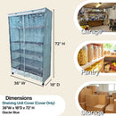 Storage Shelving Unit Cover, fits racks 36"W x 18"D x 72"H one side see through panel in Glacier Blue-3