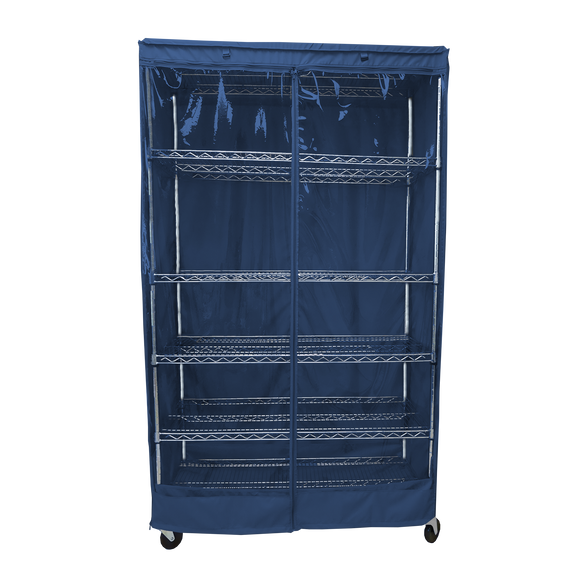 Storage Shelving Unit Cover, fits racks 36"W x 18"D x 72"H one side see through panel in Dusty Blue