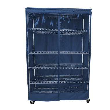Storage Shelving Unit Cover, fits racks 48"W x 18"D x 72"H one side see through panel in Dusty Blue