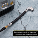 Lightning L2X Tire Inflator Hose Extension Self-Locking Nozzle | Patented Lock-on Air Hose Adapter for Tire Pumps (Open Flow)-10