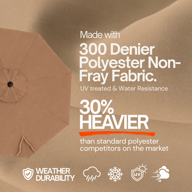 9ft Market Patio Umbrella 8 Rib Replacement Canopy Mocha Mousse - 0