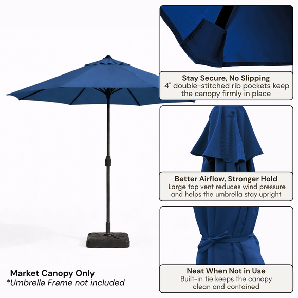 9ft Market Patio Umbrella 8 Rib Replacement Canopy Navy Olefin