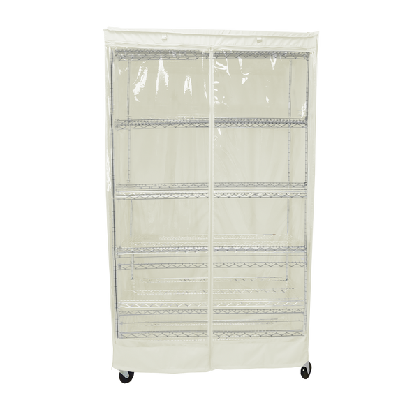 Storage Shelving Unit Cover, fits racks 30"W x 24"D x 72"H one side see through panel in Off White