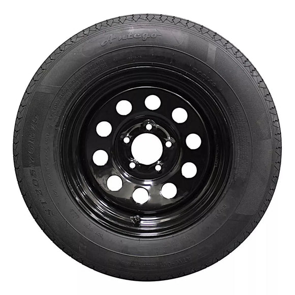 Antego ST205/75R15 radial trailer tire mounted on 15x6 steel wheel, 4-pack listing