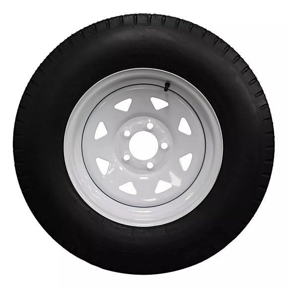 Antego ST225/75D15 bias trailer tire mounted on 15x6 steel wheel, single listing