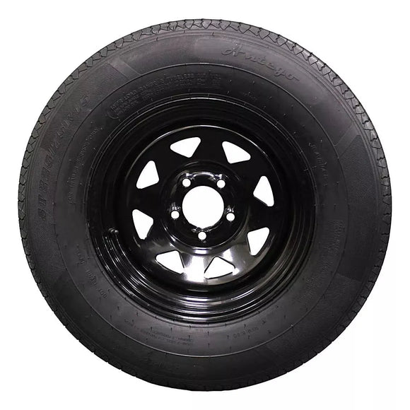 Antego ST225/75R15 radial trailer tire mounted on 15x6 steel wheel, single listing