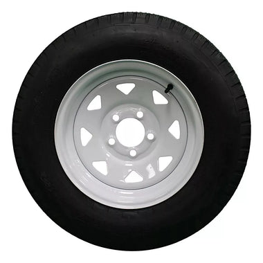 Antego ST205/75D14 bias trailer tire mounted on white 14x5.5 spoke wheel, single listing