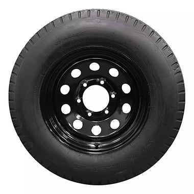 Antego ST225/75D15 bias trailer tire mounted on 15x6 steel wheel, single listing