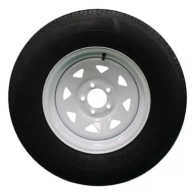 Antego ST225/75R15 radial trailer tire mounted on 15x6 steel wheel, single listing