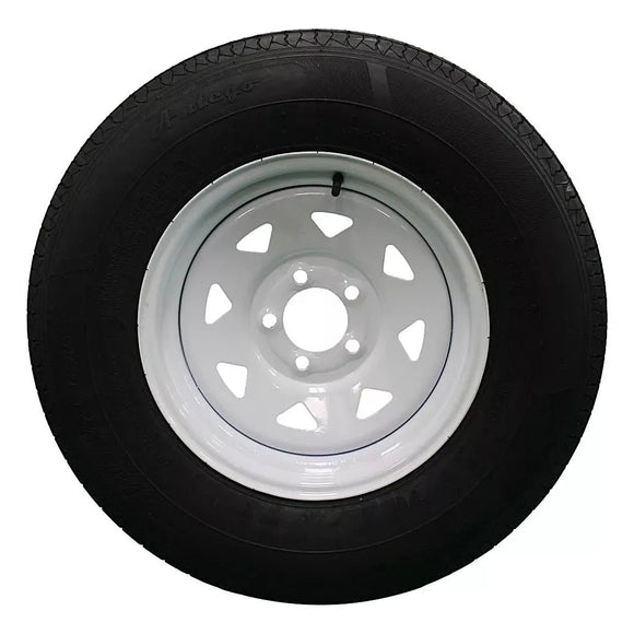 Antego ST225/75R15 radial trailer tire mounted on 15x6 steel wheel, single listing