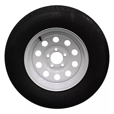 Antego ST205/75R14 radial trailer tire mounted on white 14x5.5 modular wheel, 2-pack listing