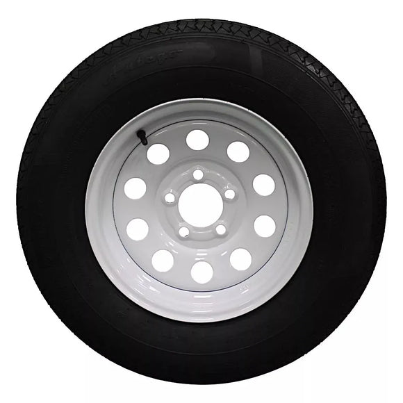 Antego ST205/75R14 radial trailer tire mounted on white 14x5.5 modular wheel, 2-pack listing