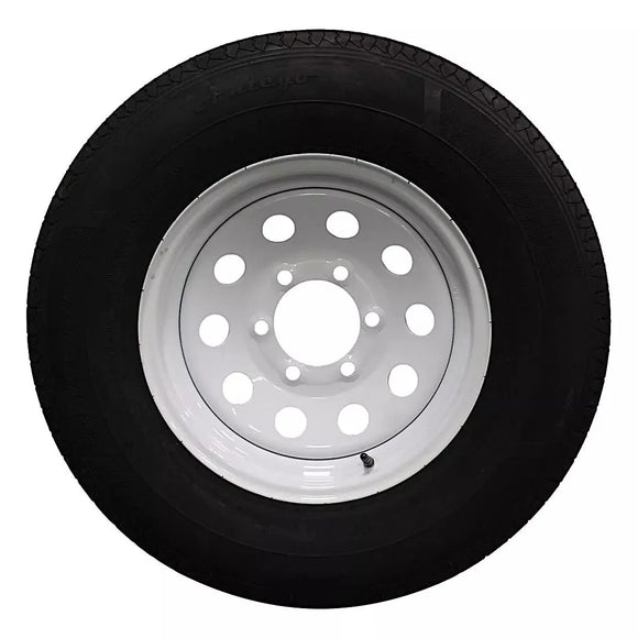Antego ST225/75R15 radial trailer tire mounted on 15x6 steel wheel, single listing