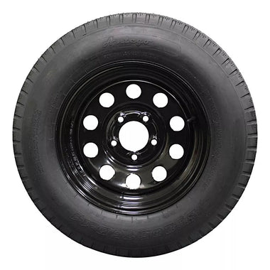 Antego ST205/75D14 bias trailer tire mounted on black 14x5.5 modular wheel, 4-pack listing