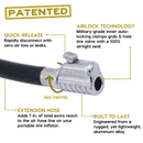 Lightning S2X Tire Inflator Hose Extension Self-Locking Nozzle | Patented Air Hose Adapter for Tire Pumps (Open Flow)-2