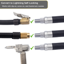 Lightning L2X Tire Inflator Hose Extension Self-Locking Nozzle | Patented Lock-on Air Hose Adapter for Tire Pumps (Open Flow)-3