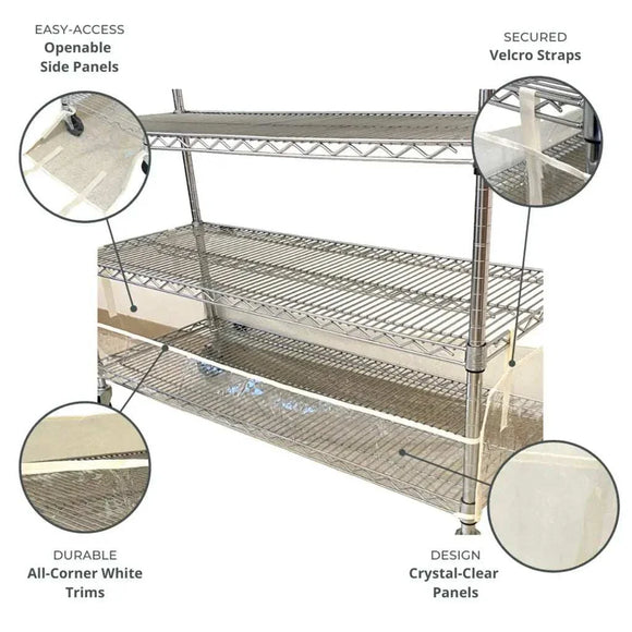 Storage Shelving Bottom Cover, 36"W x 14"D x 6"H, All Clear PVC Panels (Bottom Part ONLY)