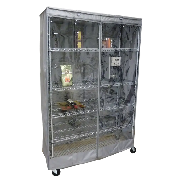 Wire Shelving Cover 36"Wx14"Dx54"H: One Side See-Through, Grey