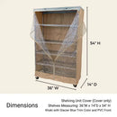 Storage Shelving Unit Cover, fits racks 36"W x 14"D x 54"H one side see through panel in Beige Khaki and Blue Trim-3