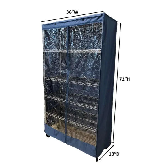 Storage Shelving Unit Cover, fits racks 36"W x 18"D x 72"H one side see through panel in Dusty Blue