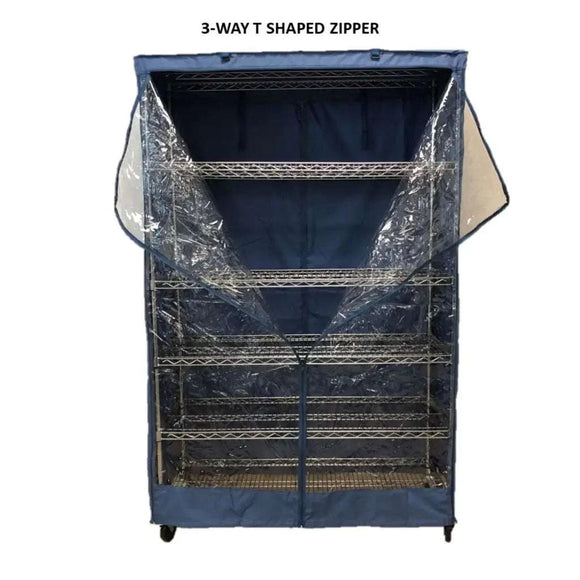 Storage Shelving Unit Cover, fits racks 36"W x 18"D x 72"H one side see through panel in Dusty Blue