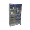Storage Shelving Unit Cover, fits racks 36"W x 18"D x 72"H one side see through panel in Grey and Dusty Blue Trim-2