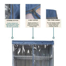 Storage Shelving Unit Cover, fits racks 36"W x 18"D x 72"H one side see through panel in Grey and Dusty Blue Trim-4