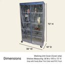 Storage Shelving Unit Cover, fits racks 36"W x 18"D x 72"H one side see through panel in Grey and Dusty Blue Trim-3