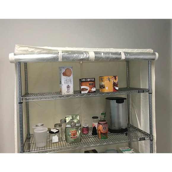 Storage Shelving Unit Cover, fits racks 36"W x 18"D x 72"H one side see through panel in Off White