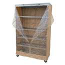 Storage Shelving Unit Cover, fits racks 36"W x 24"D x 72"H one side see through panel in Beige Khaki and Blue Trim-2