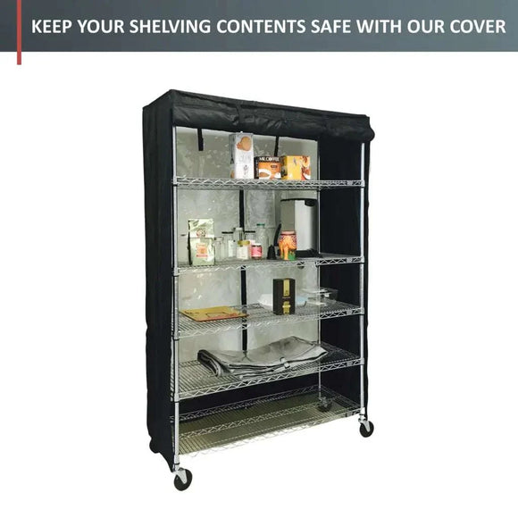 Storage Shelving Unit Cover, fits racks 48"W x 18"D x 72"H in Black