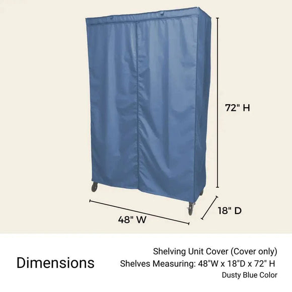 Storage Shelving Unit Cover, fits racks 48"W x 18"D x 72"H in Dusty Blue