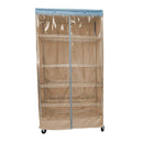Storage Shelving Unit Cover, fits racks 48"W x 18"D x 72"H one side see through panel in Beige Khaki and Blue Trim-1