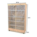 Storage Shelving Unit Cover, fits racks 48"W x 18"D x 72"H one side see through panel in Beige Khaki-2