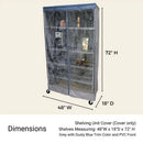 Storage Shelving Unit Cover, fits racks 48"W x 24"D x 72"H one side see through panel in Grey and Dusty Blue Trim-3
