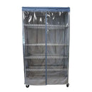 Storage Shelving Unit Cover, fits racks 48"W x 24"D x 72"H one side see through panel in Grey and Dusty Blue Trim-1