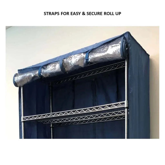 Storage Shelving Unit Cover, fits racks 60"W x 24"D x 72"H one side see through panel in Dusty Blue