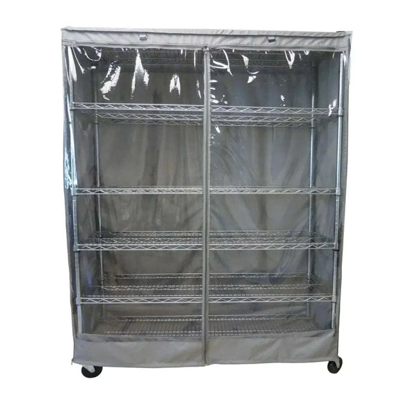Storage Shelving Unit Cover, fits racks 72"W x 18"D x 72"H one side see through panel in Grey