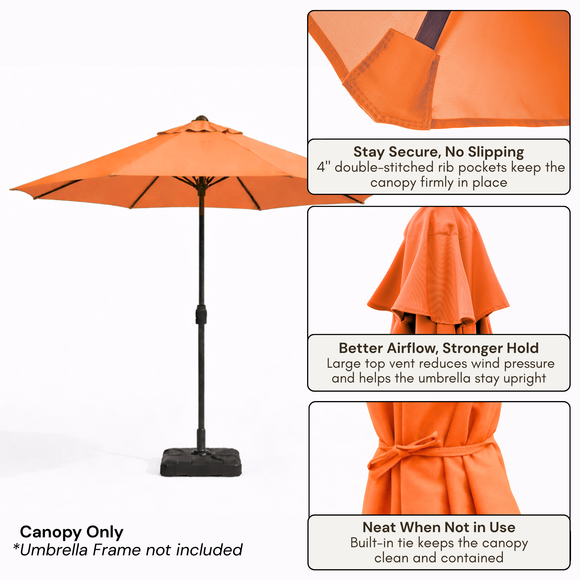 9ft Market Patio Umbrella 8 Rib Replacement Canopy Tangerine