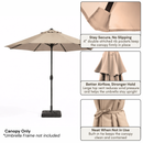9ft Market Patio Umbrella 8 Rib Replacement Canopy Taupe-4