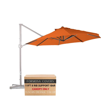 11 ft Cantilever Umbrella Replacement Canopy Supported Bar 8 Ribs Tuscan Orange